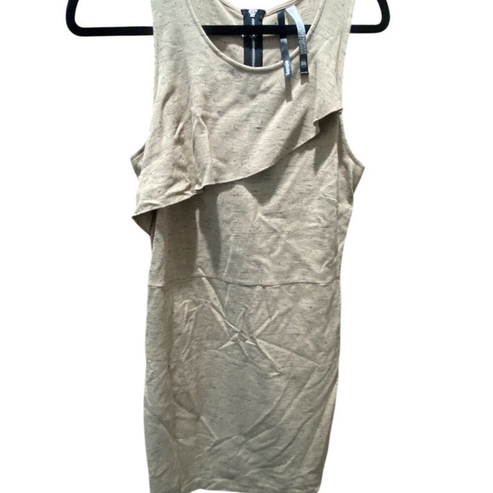 Kensie Dress Womens Size M Beige Speckled Sleeveless Sheath Knee Length